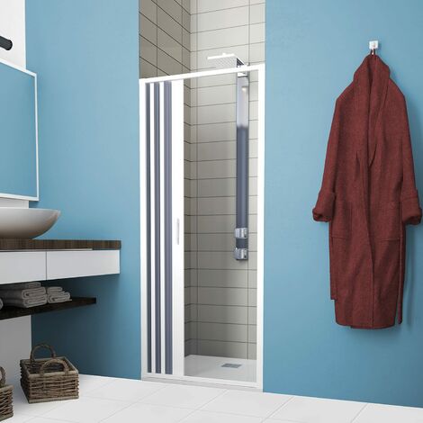 Faltduschtür aus pvc weiss h 185 mod. Flex mit seitlicher Öffnung 80 cm