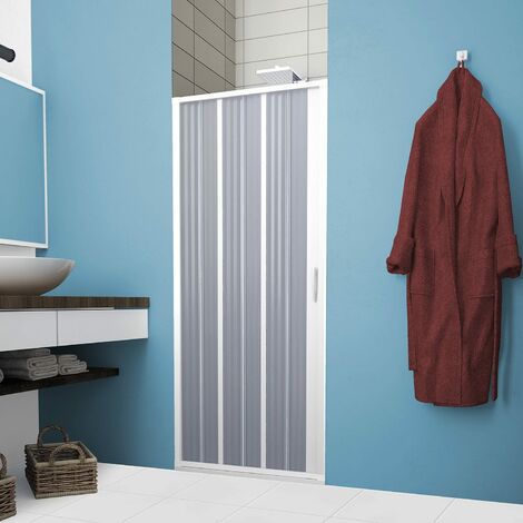 Faltduschtür aus pvc weiss h 185 mod. Flex mit seitlicher Öffnung 80 cm