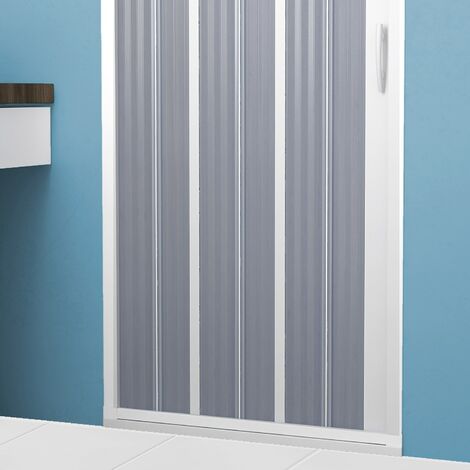 Faltduschtür aus pvc weiss h 185 mod. Flex mit seitlicher Öffnung 80 cm