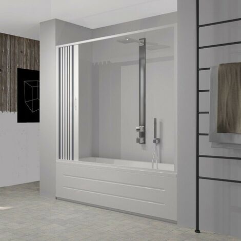 Badewannen Aufsatz aus pvc mit Faltduschtür 170 cm weiss seitlich h 150 cm mod. Flex