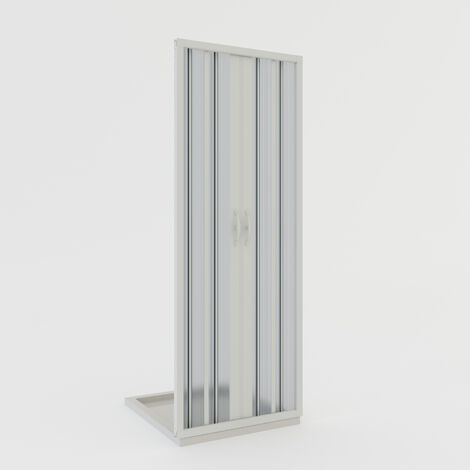 Faltwand Duschtür für Nische weiße PVC H 185 cm Mod. Giglio mit zentraler Öffnung 120 cm