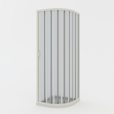 Faltwand Duschkabine Viertelkreis weiße PVC H 185 cm Mod. Loto mit seitlicher Öffnung 80x80 cm
