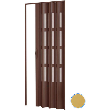Falttür mit Kunstglaseinsätzen in PVC mod. Sonia Asche 82x220 cm