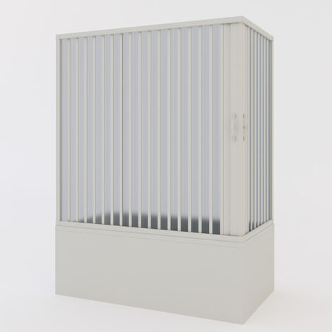 Badewannefaltwand weiße PVC H 150 cm Mod. Ortensia mit zentraler Öffnung 70x140 cm