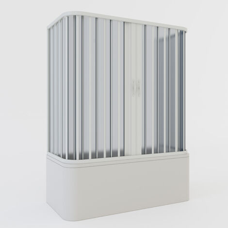 Dreiseitige Badewanne-Kabine weiße PVC H 150 cm Mod. Tagete mit zentraler Öffnung 70x140x70 cm
