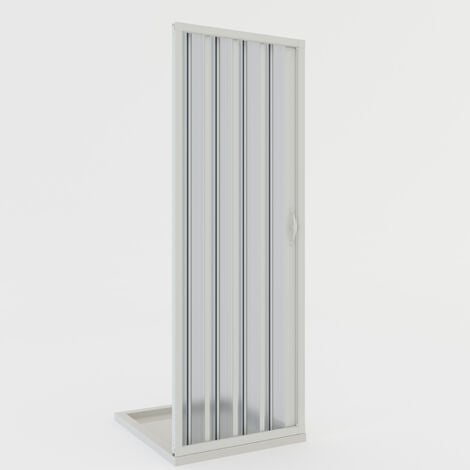 Faltwand Duschtür für Nische weiße PVC H 185 cm Mod. Giglio mit seitlicher Öffnung 90 cm