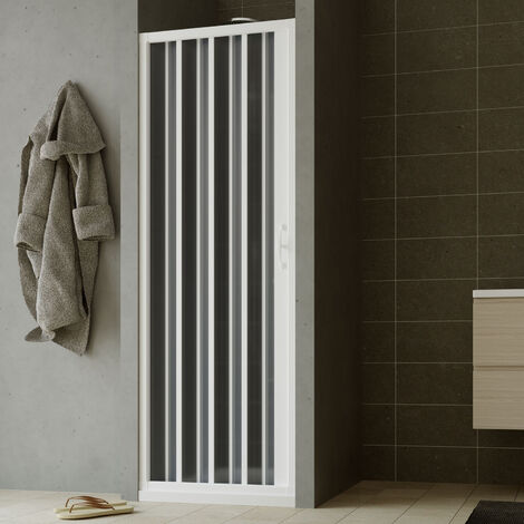 Faltwand Duschtür für Nische weiße PVC H 185 cm Mod. Giglio mit seitlicher Öffnung 90 cm