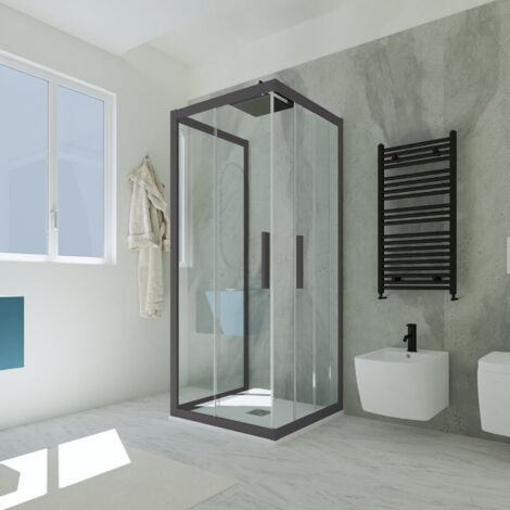 Idralite Urban Trio P Duschkabine 75x80x75 Cm – Falttür Aus ESG-Sicherheitsglas, Verchromte Alurahmen