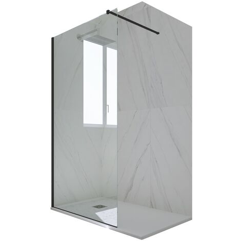 Duschwand Walk In pvc  cm Klarglas Matt-Schwarz Kolors