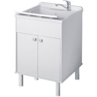 Waschbecken mit Schrank aus PVC Weiss 60x50 cm mod. Garden