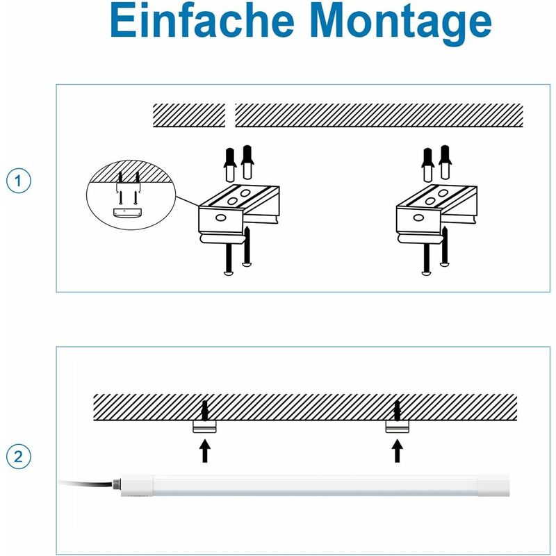 LED Feuchtraumlampe Deckenleuchte Wannenleuchte Röhre Keller Garage Lampe IP65 