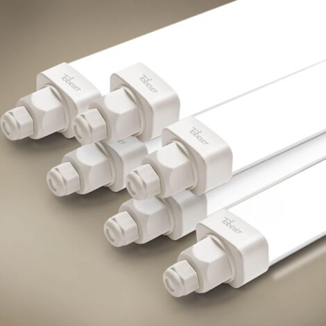 6 Stück Tobeter LED Feuchtraumleuchte 115cm,  36W 3600LM LED Röhre Feuchtraumlampe im Reihenschaltung, IP65 Wasserfest Werkstattlampe für Keller Garage Feuchtraum, Neutralweiß 4000K [ E]