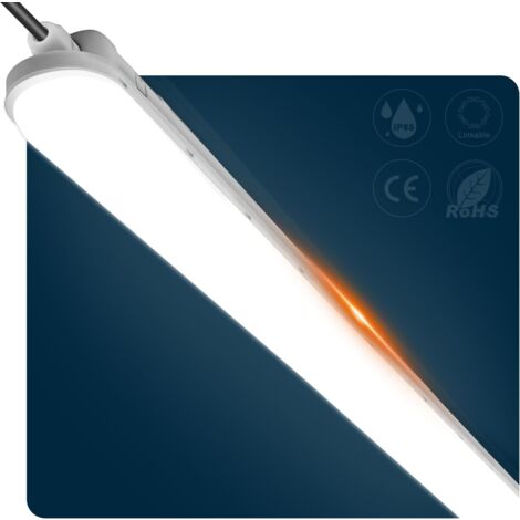 1 Stück，Feuchtraumleuchte LED 120CM, 36W 4500LM LED Lampe Röhre, Verknüpfbar Werkstattlampe IP65 Wasserfest LED Leuchtstoffröhre Leuchte für Büro Keller Garage, Kaltweiß 6000K [Energieklasse A]