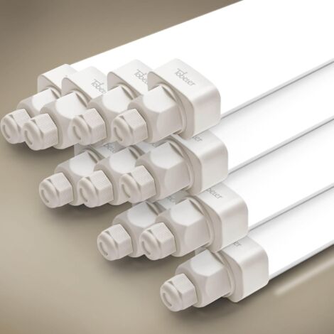 10 Stück  Tobeter LED Feuchtraumleuchte 150cm, 45W 4500LM LED Röhre Feuchtraumlampe im Reihenschaltung, IP65 Wasserfest Werkstattlampe für Keller Garage Feuchtraum, Neutralweiß 4000K [ E]