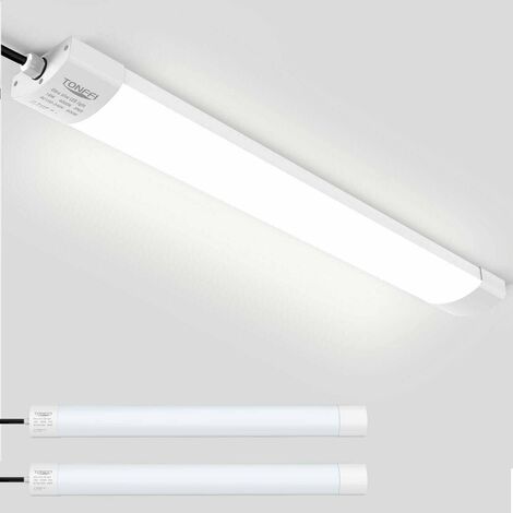 2 Stück LED Feuchtraumleuchte Deckenleuchte 60cm 18W für Garage Kelle Werkstatt Feuchtraum Warenhaus, TONFFI LED Wannenleuchte Feuchtraumlampe Röhre, Wasserdicht IP65 NeutralWeiß 4000K-4500K
