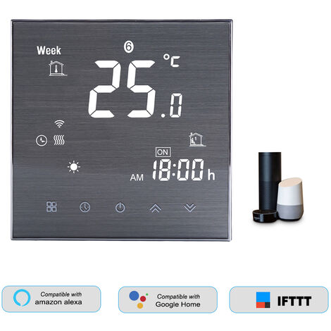 Contrôleur de température Wifi Thermostat WIFI Climatisation intelligente Contrôleur de température programmable avec écran LCD à 2 tubes Compatible avec Alexa Google 
