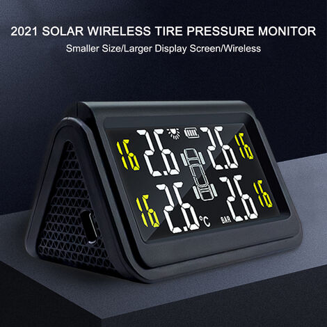 noir sans fil TPMS LCD système de surveillance de la pression des pneus de voiture TPMS Système de surveillance solaire de pression des pneus