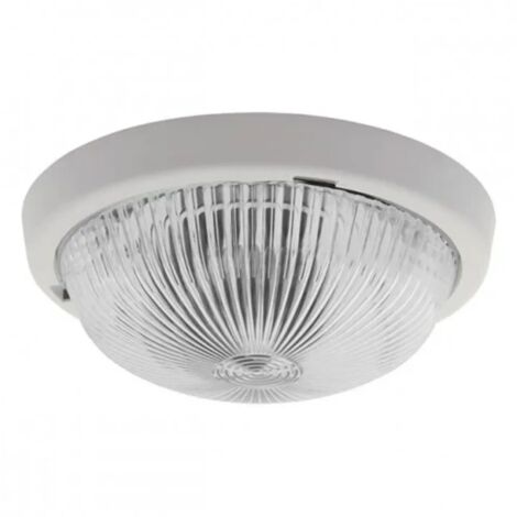 plafoniera stagna in vetro ip44 tonda da soffitto E27 bianco