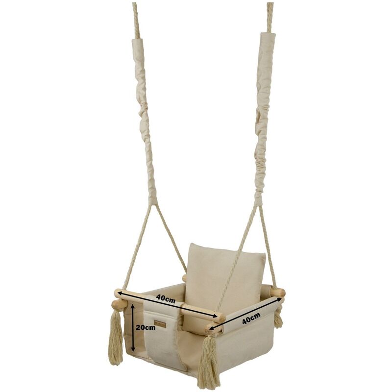 MAMOI® Balancoire bebe pour interieur, Siege balançoire pour bébé,  Balancelle de coton en bois naturel, Baby swing pour enfant à partir de 1  an, 3 en