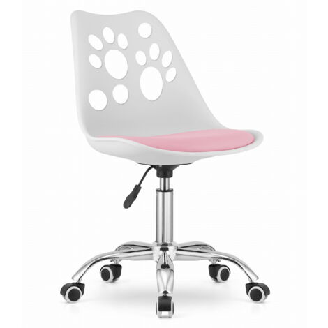 Chaise de bureau enfant PRINT - réglable en hauteur - blanc rose (1/5)