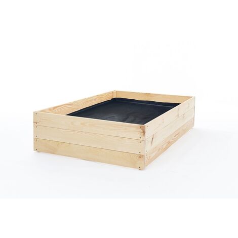 Bac potager - bac d'élevage - 120x120x27 cm - bois - avec tapis de sol (1/5)