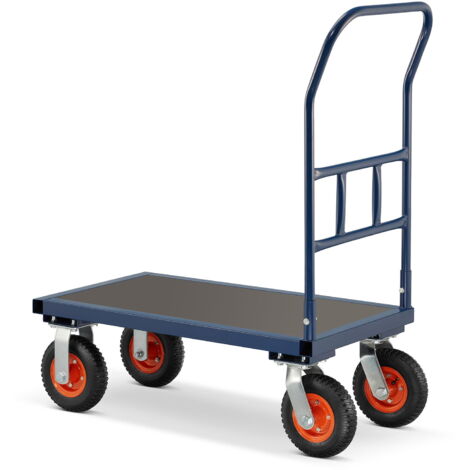 Chariot à Roulettes 40x60 Cm Charge 800 Kg - Avec Freins, Roues Caoutchouc, Pour Déménagement Et Transport