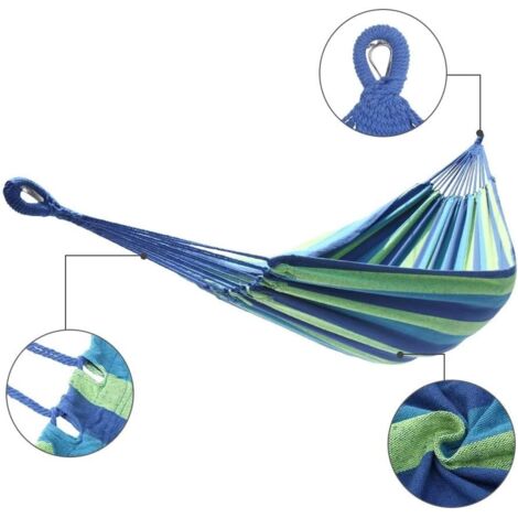 Hamac ENO DoubleNest® 2 Places - Beige/bleu Avec Sangles - Camping