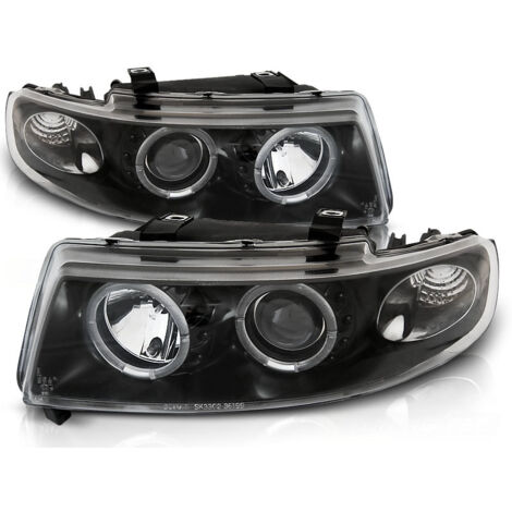 Phares SEAT LEON / TOLEDO 04 99-08 04 ANGEL EYES BLACK jantes double halo (1/2)