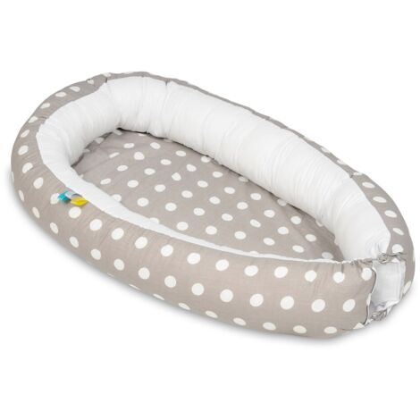 Babynest - nid d'ange - 0-8 mois - 100% coton - 82x54cm - pois sur gris (1/3)