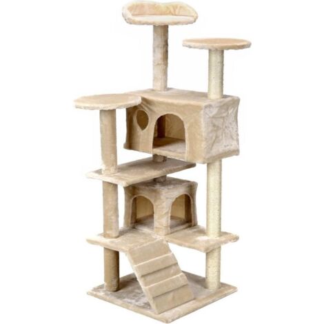 Griffoir arbre à chat XXL 131 x 58 x 50 cm beige (1/5)