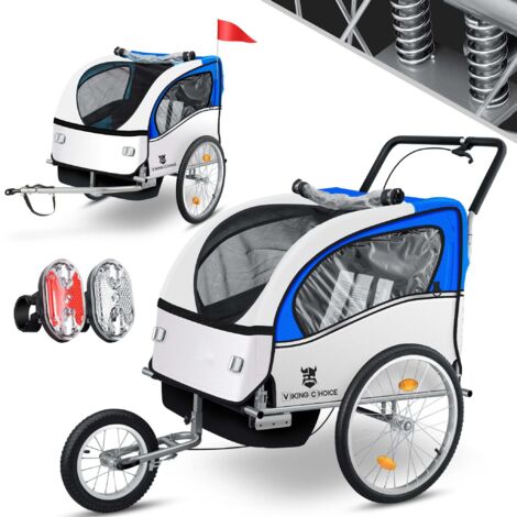 Remorque vélo enfant - remorque vélo - avec amortisseur - bleu