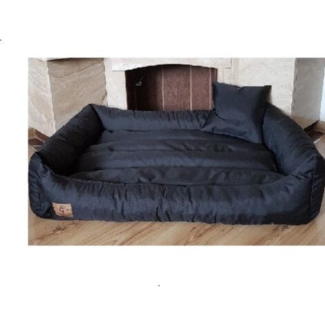 Viking Choice – Lit pour chien XXL 120x90 cm – Cuir artificiel noir imperméable – Mousse de polyuréthane élastique – Fond antidérapant (1/3)
