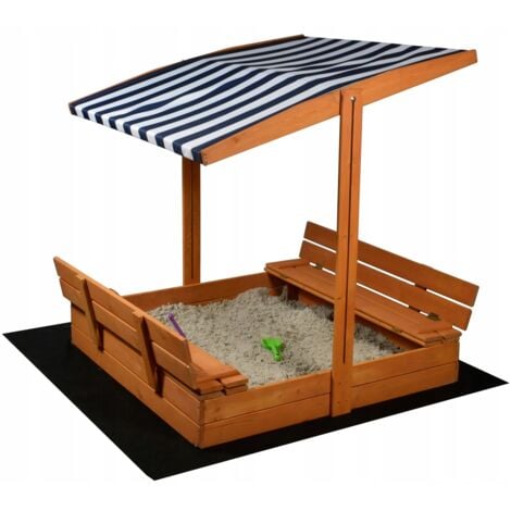 Bac à sable avec toit - jouets - et tapis de sol - 120x120x120 cm