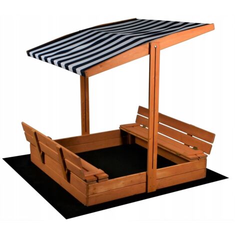 Bac à sable avec toit - jouets - et tapis de sol - 120x120x120 cm