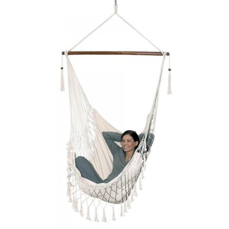 Chaise à bascule hamac brésilien - jusqu'à 120 kg - blanc (1/4)