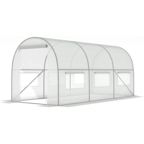 Viking Choice – Serre tunnel 4,5x2x2 mètres – 9m² – 6 fenêtres moustiquaires – Cadre galvanisé 24mm – Tissu PE résistant aux UV (1/5)