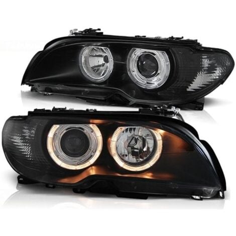 Phares double halo jantes BMW E46 04 03-06 COUPE CABRIOLET ANGEL EYES NOIR