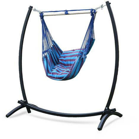 Chaise Hamac Suspendue Pliable à Rayures Colorées | Fauteuil Hamac Toile Confortable Intérieur Extérieur | Idéal Jardin Salon Chambre