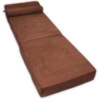 Matelas invité marron - matelas de camping - matelas de voyage - matelas pliable - 70 x 200 x 15 avec oreiller