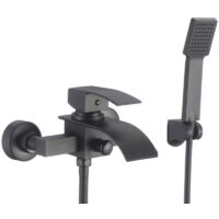 Robinet de bain avec douchette - apparent - bec plat - noir