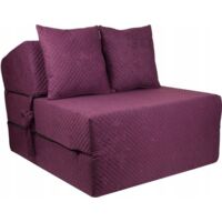Matelas invité de luxe - violet - matelas de camping - matelas de voyage - matelas pliable - 200 x 70 x 15 - avec oreillers