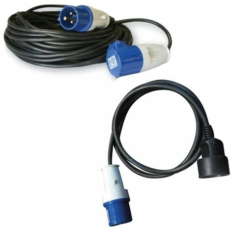 Pack SUNROAD Adaptateur Mâle CEE 17 220V Femelle + ANTARION Rallonge Electrique 25m Prise P17 Borne Camping Car (1/4)