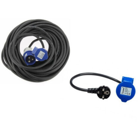Pack HABA Rallonge Néoprène CEE 17 30 m x 1.5mm² + ANTARION Adaptateur Femelle P17 230V 1.5M Pour Camping-Car (1/3)