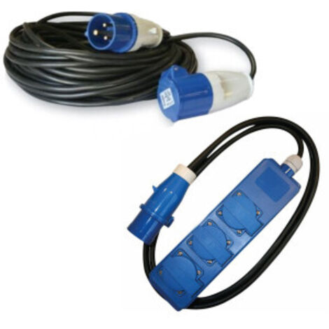 Pack HABA Rallonge multiprise 1,5m + ANTARION Rallonge Electrique 25m Prise P17 (1/4)