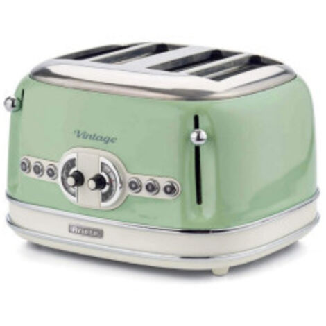 ARIETE Grille-pain 4 Fentes 1600W Ramasse-miettes Amovible Vert Rétro