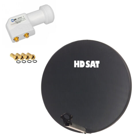 Pack HDSAT Parabole Satellite Fibre Composite Blanche 60cm + LNB Single + Décodeur Satellite
