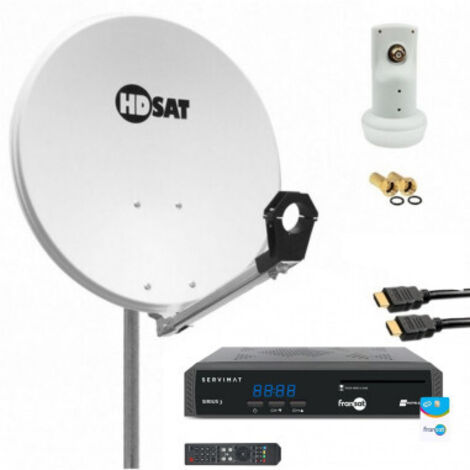 Antenne parabolique 60 cm acier pré-zingué – LNB single universel – Récepteur FRANSAT SIRIUS 3 HD – Câble HDMI inclus – Hdsat (1/5)