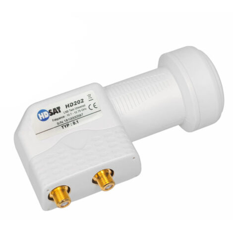 HDSAT HD202 LNB Twin 4K Full HD – 0.1dB 2 Sorties + 4 Fiches F Gold Pour Astra, Hotbird, TNTSAT