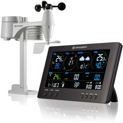 Centrale météo Wi-Fi ClearView 7 en 1 – Capteur extérieur multifonction – Mesure température, humidité, pression, UV, vent, pluie – Bresser