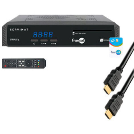 Pack SERVIMAT Récepteur TV Satellite HD + Carte Fransat PC7 + Câble HDMI (1/2)